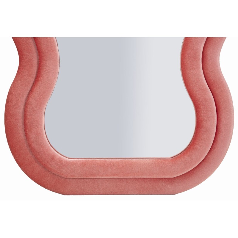 Espejo de pared Emily en terciopelo rosa, 60x6x160 cm (espejo 42x144 cm) – Un encanto delicado y empolvado.