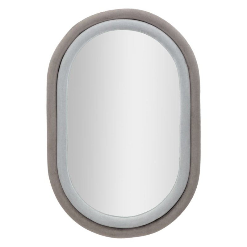 Espejo de pared Antony, gris terciopelo, 60x4x90 cm – Modernidad suave y elegancia discreta