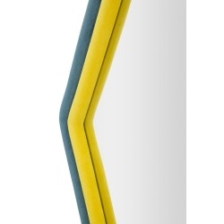 Espejo de pared Tony, terciopelo azul/amarillo, 75x4x80 cm – Diseño contrastante y energía moderna