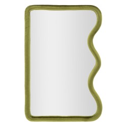 Espejo de pared Tod en terciopelo verde, 60x4x90 cm – Elegancia natural y refinamiento texturizado