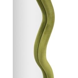 Espejo de pared Tod en terciopelo verde, 60x4x90 cm – Elegancia natural y refinamiento texturizado