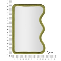 Espejo de pared Tod en terciopelo verde, 60x4x90 cm – Elegancia natural y refinamiento texturizado