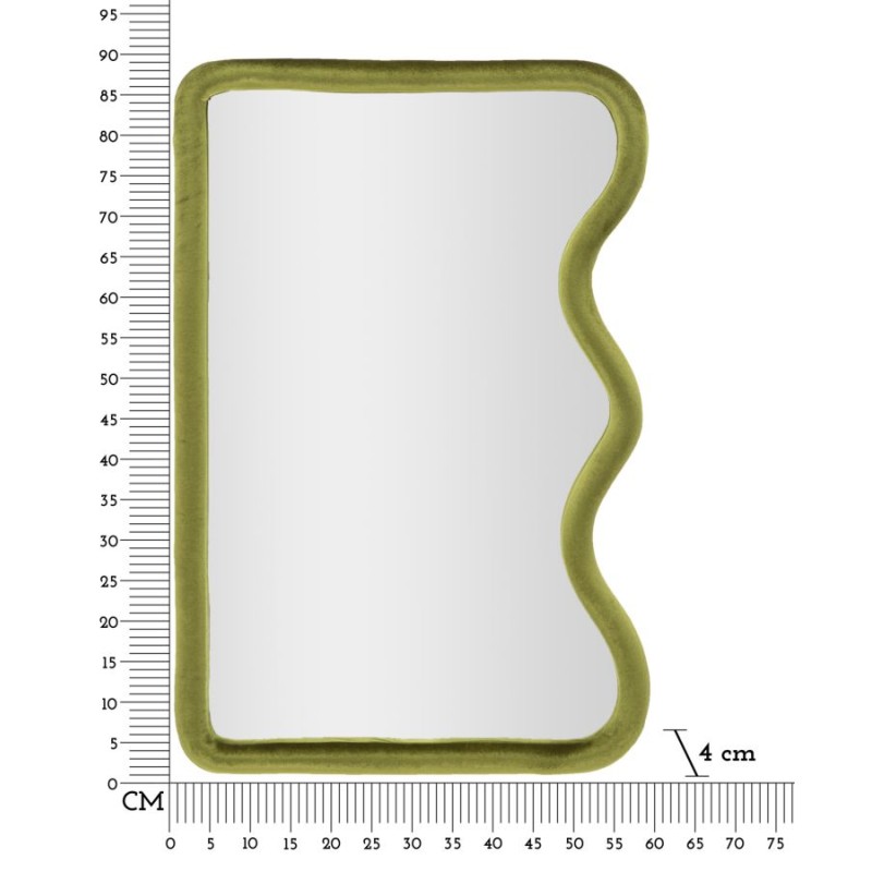 Espejo de pared Tod en terciopelo verde, 60x4x90 cm – Elegancia natural y refinamiento texturizado