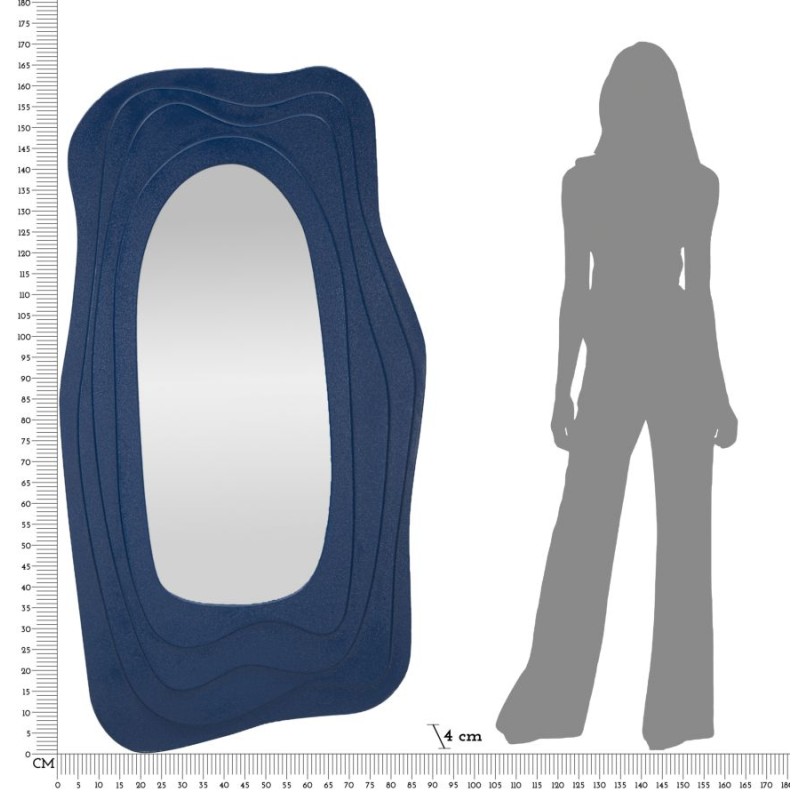 Espejo de pared Dafne, azul, 90x4x165 cm – Tono relajante y aspecto refinado