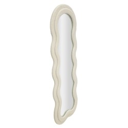 Espejo de pared Teddy, color crema, 60x4x160 cm – Suavidad aterciopelada y estilo envolvente
