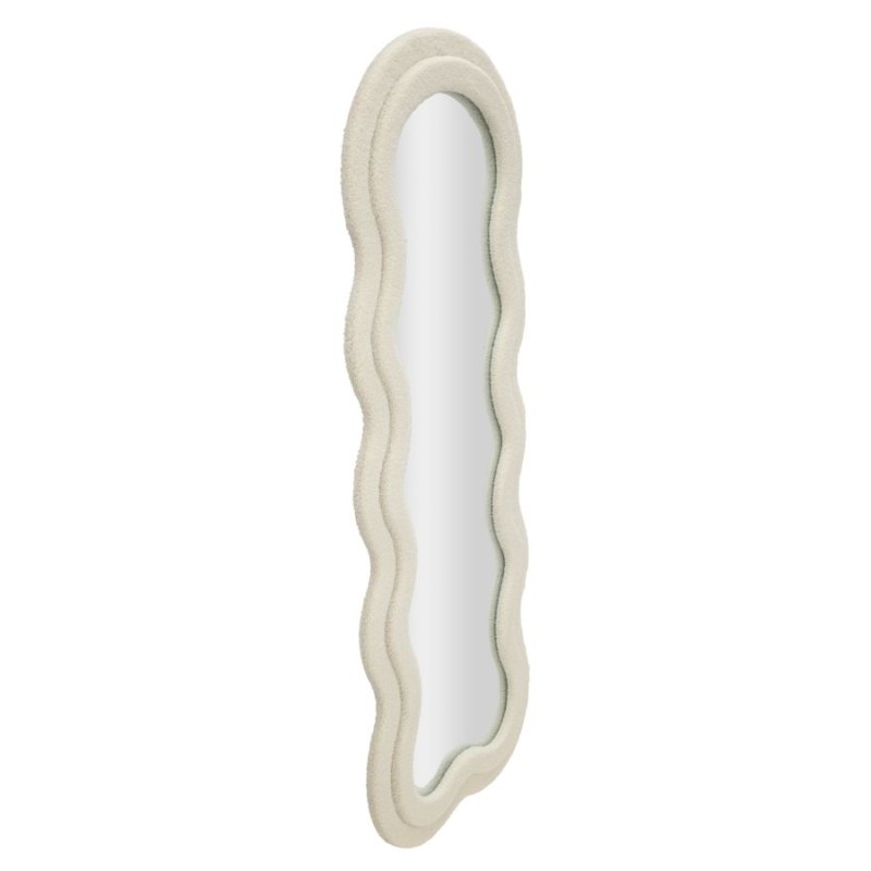 Espejo de pared Teddy, color crema, 60x4x160 cm – Suavidad aterciopelada y estilo envolvente