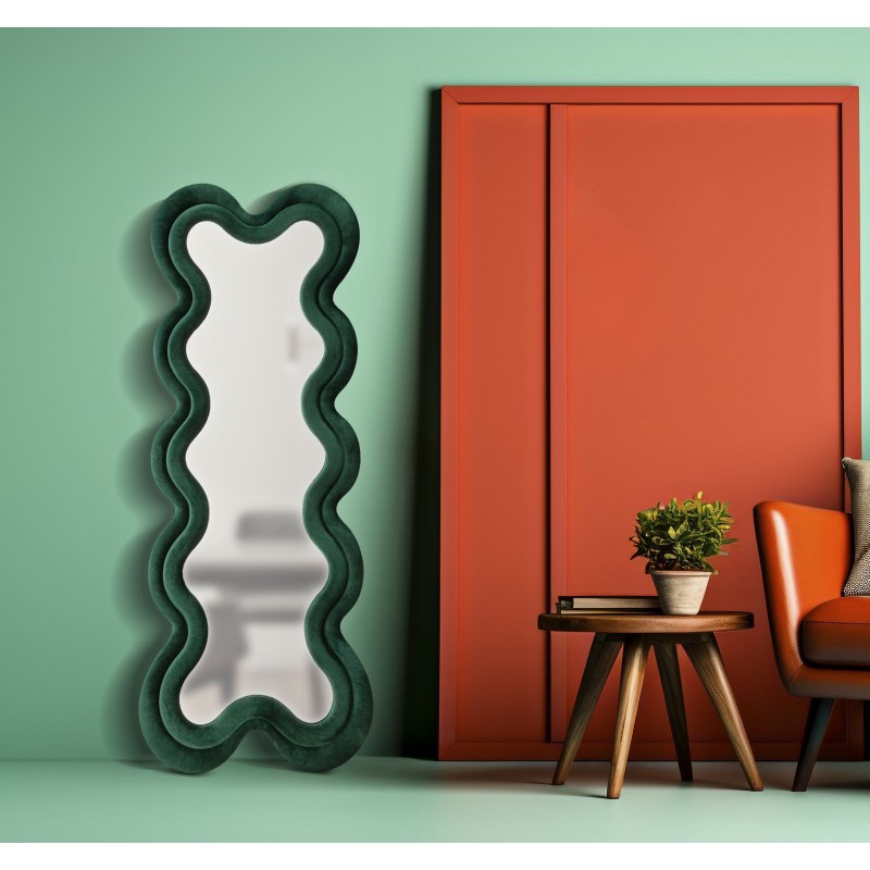 Espejo de pared Monica, verde, 58x4x160 cm – Elegancia natural y presencia armoniosa