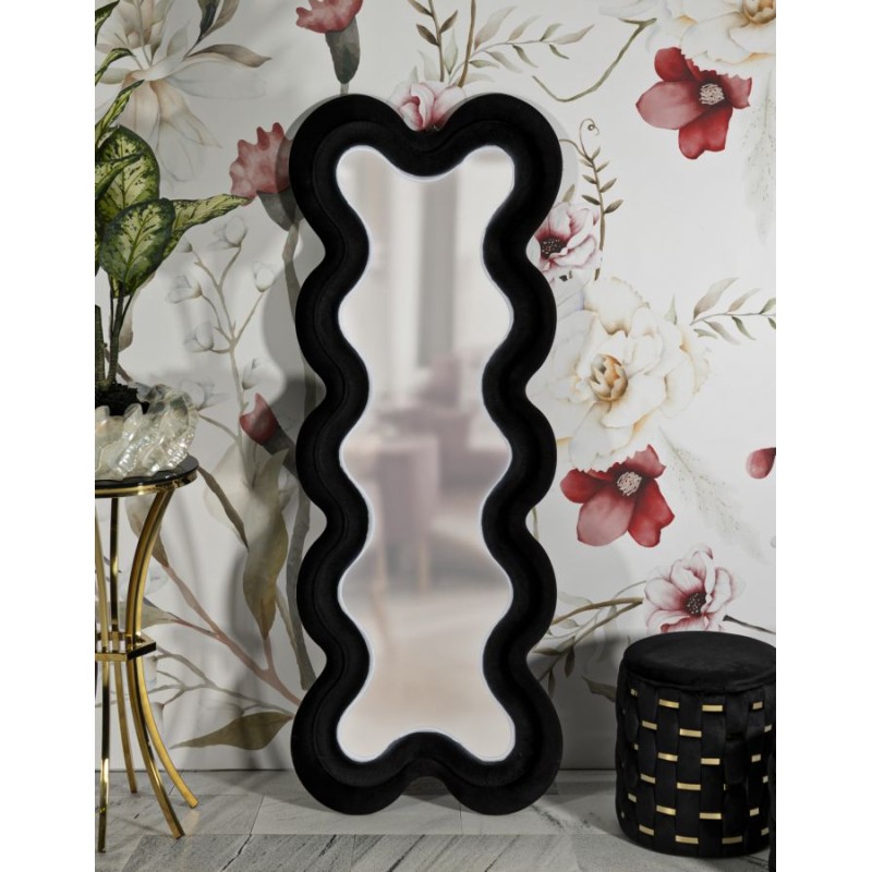 Espejo de pared Monica Black 58x4x160 cm (espejo 39x124 cm) – Diseño elegante e intenso, a la vez que discreto.