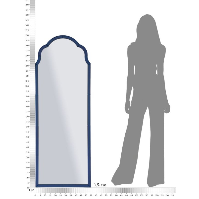 Espejo de pared Tangier Blue 55x2x150 cm (espejo 49x144 cm) – Reflejos marinos y estilo refinado