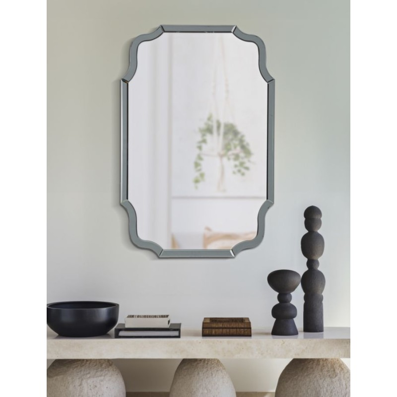 Espejo de pared Estambul, gris, 60 x 1 x 90 cm (espejo 54 x 84,5 cm) – Elegancia minimalista y estilo moderno