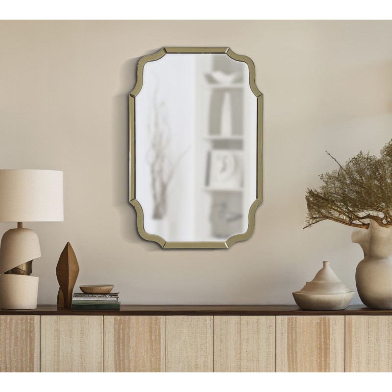 Espejo de pared Istanbul Gold 60x1x90 cm (espejo 54x84,5 cm) – Dorado refinado y diseño elegante