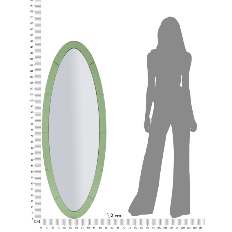 Espejo de pared verde Oslo 55x2x150 cm (espejo 42,5x137,5 cm) – Elegancia natural y líneas puras
