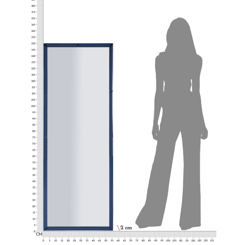 Espejo de pared Berlín Azul 55x2x150 cm (espejo 49x143,5 cm) – Color relajante y diseño contemporáneo