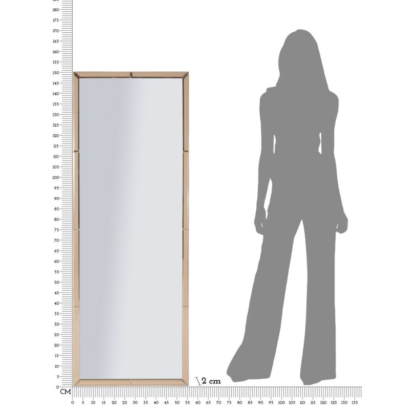Espejo de pared rosa Berlín 55x2x150 cm (espejo 49x143,5 cm) – Encanto sutil y sofisticación moderna