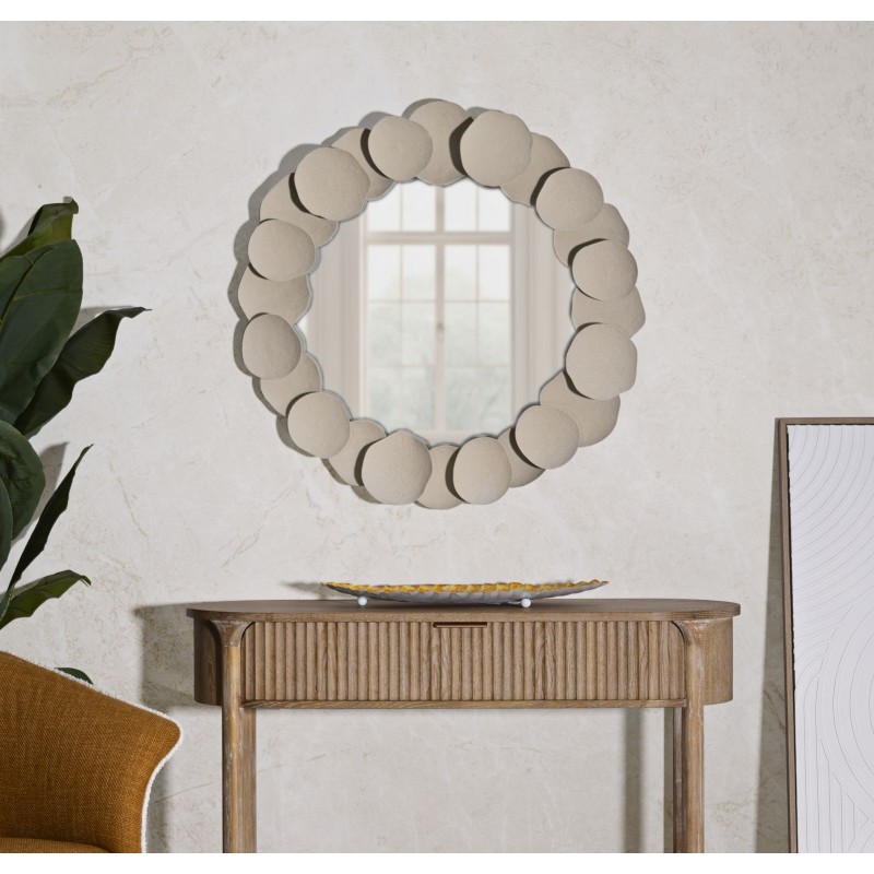 Espejo de pared Dune 85x7,5x85 cm (diámetro del espejo: 62 cm) – Elegancia escultórica y armonía en la pared