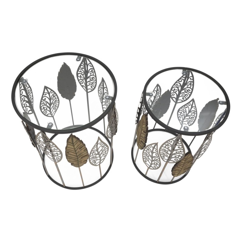 Mesa Ferro e Legno Foglie – Leafy Elegance Ø38x55-33x50 cm