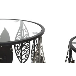 Mesa Ferro e Legno Foglie – Leafy Elegance Ø38x55-33x50 cm