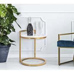 Mesa auxiliar redonda de mármol – Elegancia natural 40x43x50 cm