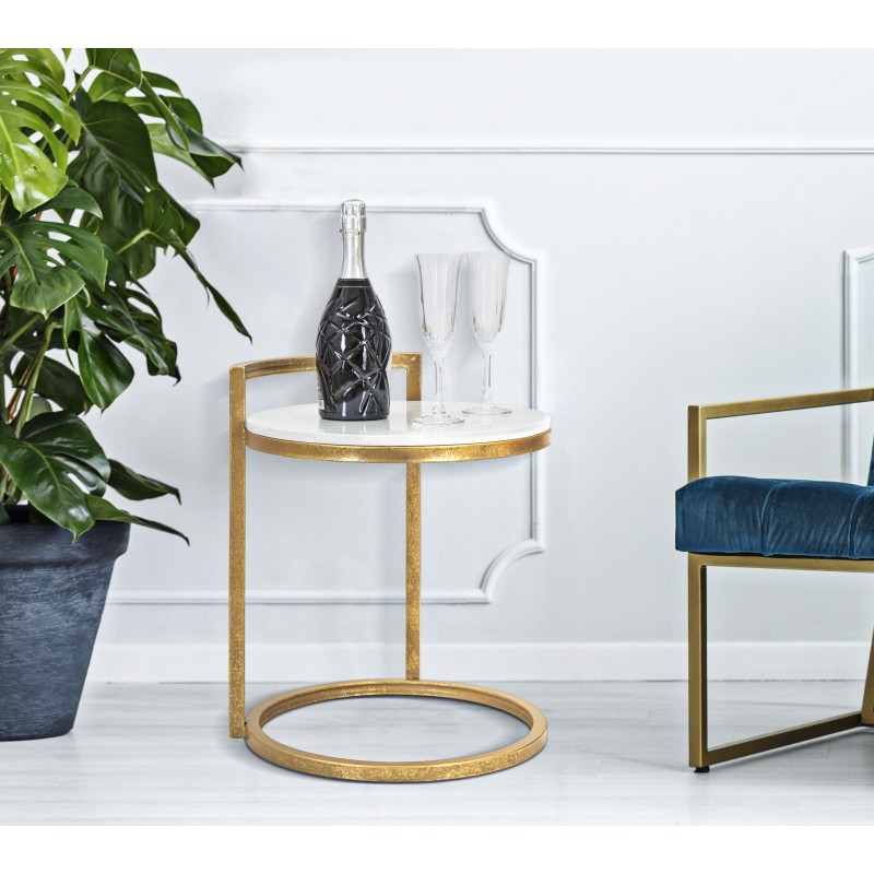 Mesa auxiliar redonda de mármol – Elegancia natural 40x43x50 cm