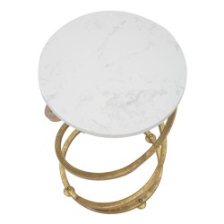 Mesa auxiliar de mármol en espiral – Curvas lujosas Ø27,5 x 47,5 cm
