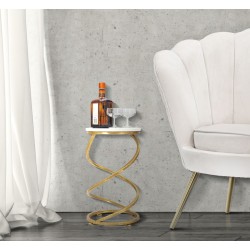 Mesa auxiliar de mármol en espiral – Curvas lujosas Ø27,5 x 47,5 cm