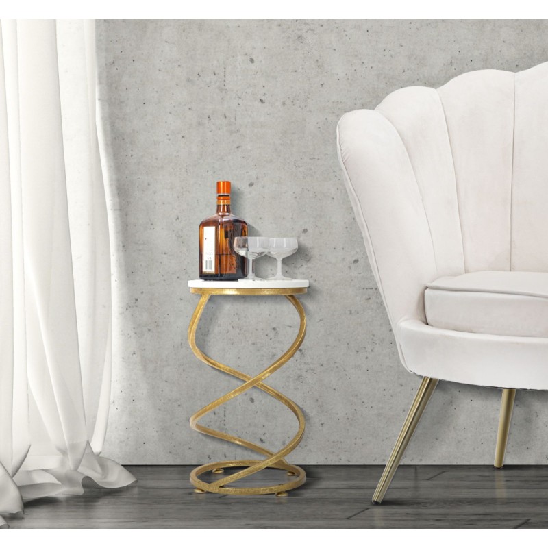 Mesa auxiliar de mármol en espiral – Curvas lujosas Ø27,5 x 47,5 cm