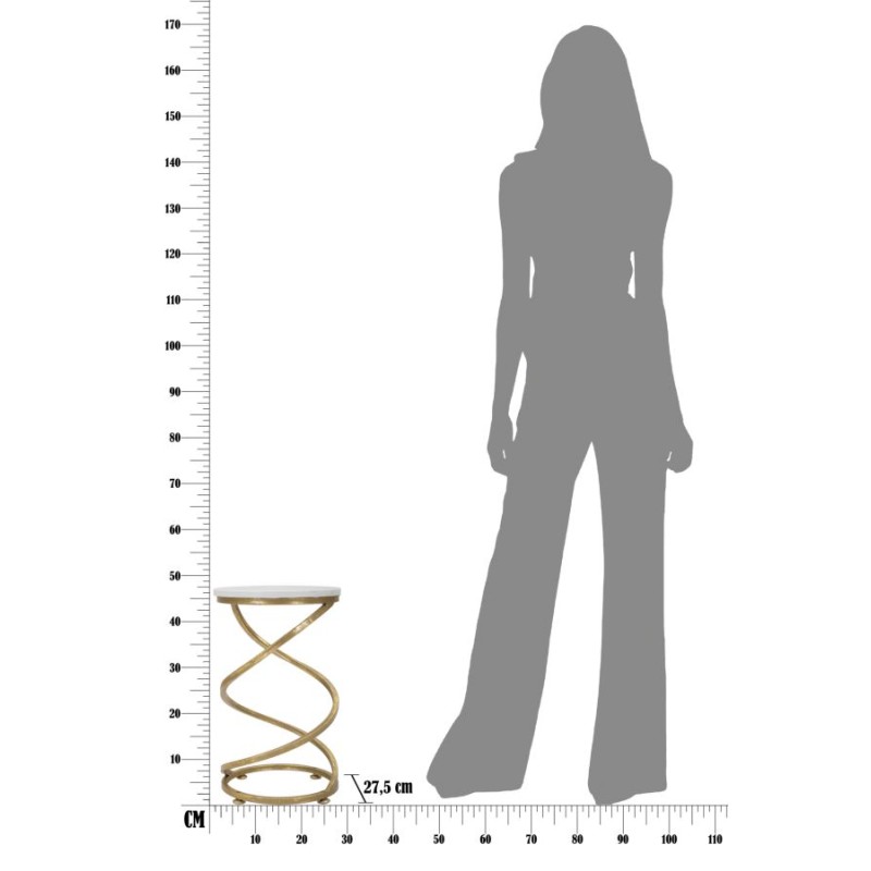 Mesa auxiliar de mármol en espiral – Curvas lujosas Ø27,5 x 47,5 cm