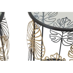 Mesa Foglie Glam – Brillo dorado Ø38x55-33x50 cm