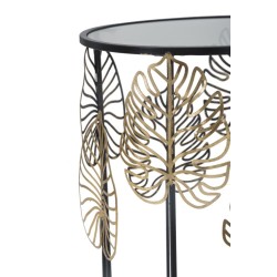 Mesa Foglie Glam – Brillo dorado Ø38x55-33x50 cm