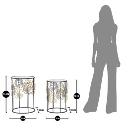 Mesa Foglie Glam – Brillo dorado Ø38x55-33x50 cm