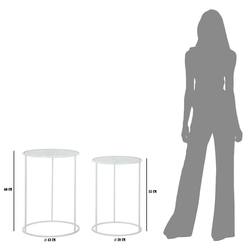 Mesa Harts White – Dúo Iluminado Ø43x60-38x55 cm