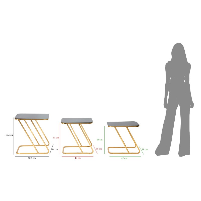 Juego de mesa sencillo – Armonía equilibrada 44x50,5x55,5 - 39x49x51 - 34x47x45 cm