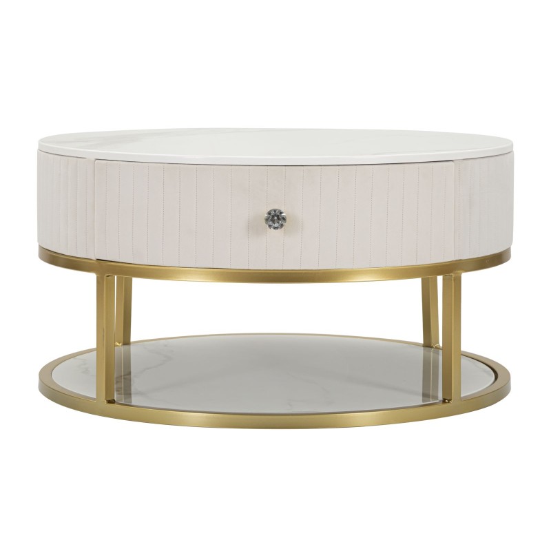 Mesa de centro Montpellier color crema – Elegancia francesa Ø75x36 cm