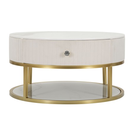Mesa de centro Montpellier color crema – Elegancia francesa Ø75x36 cm