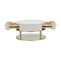 Mesa de centro Montpellier color crema – Elegancia francesa Ø75x36 cm