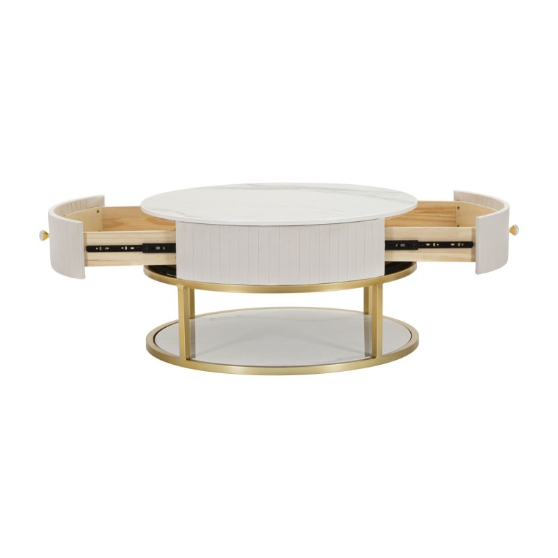 Mesa de centro Montpellier color crema – Elegancia francesa Ø75x36 cm