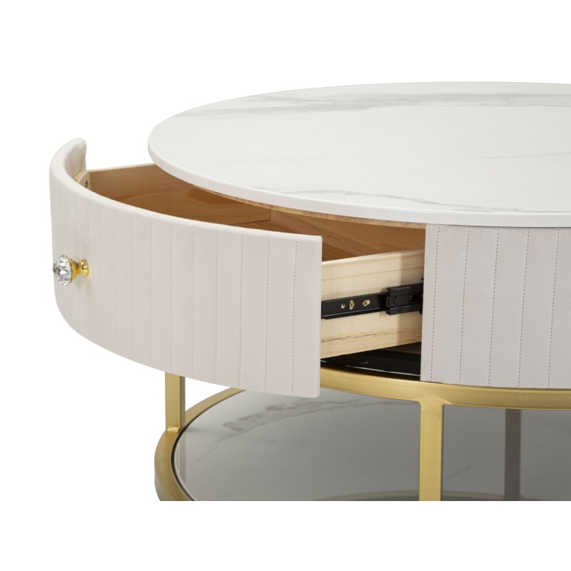 Mesa de centro Montpellier color crema – Elegancia francesa Ø75x36 cm