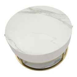 Mesa de centro Montpellier color crema – Elegancia francesa Ø75x36 cm