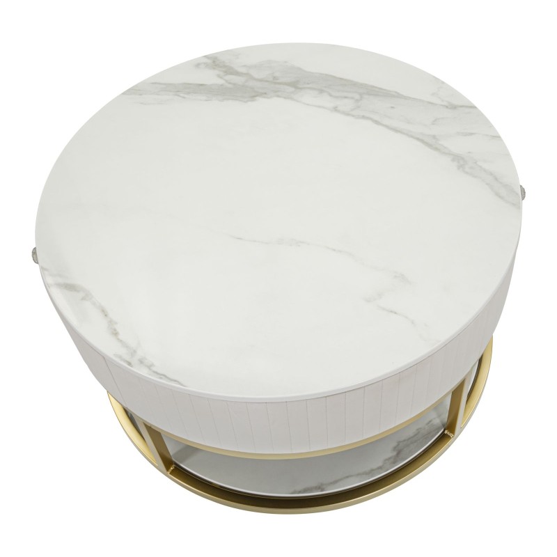 Mesa de centro Montpellier color crema – Elegancia francesa Ø75x36 cm