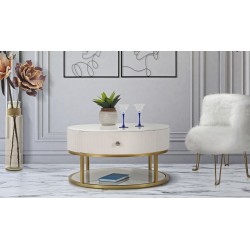 Mesa de centro Montpellier color crema – Elegancia francesa Ø75x36 cm