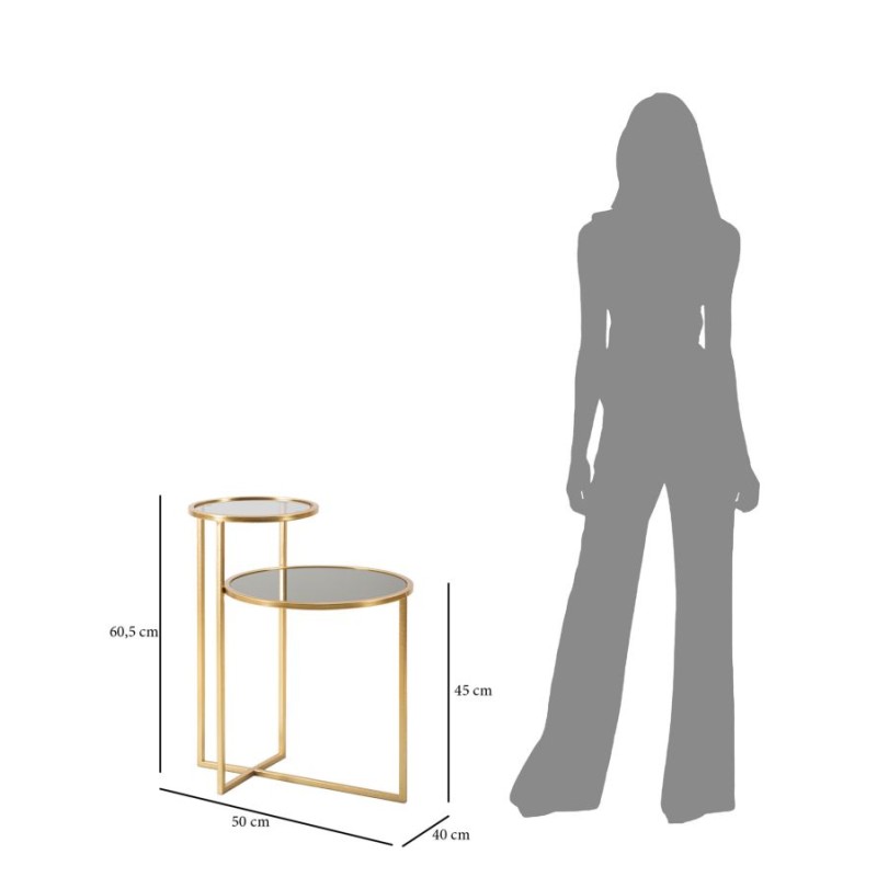 Mesa de centro de dos niveles – Elegante diseño apilable 50x40x60,5 cm