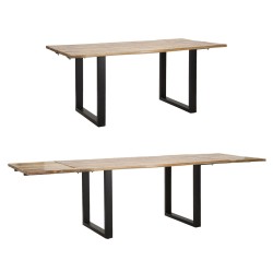 Mesa de comedor extensible – Madera noble de mango 180x90x77 cm (280 cm cuando está abierta)