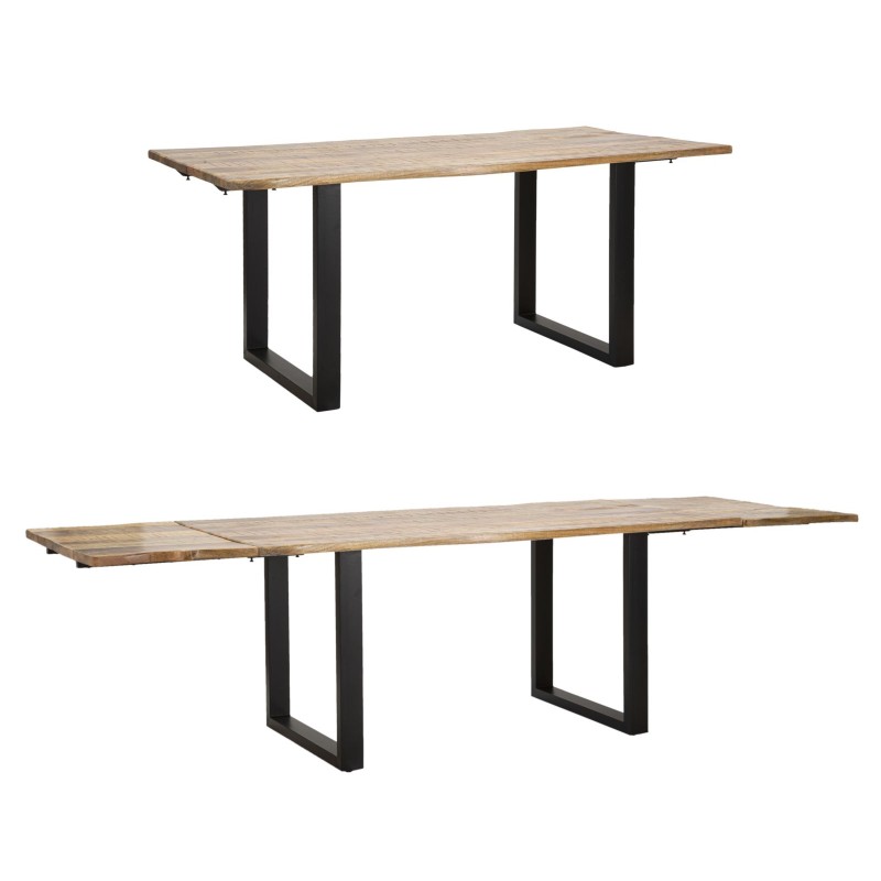 Mesa de comedor extensible – Madera noble de mango 180x90x77 cm (280 cm cuando está abierta)