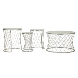 Mesa Noah Silver – Sofisticado brillo. Juego de 4 piezas Ø70x45 - 47x54,5 - 36x50 - 28x45 cm