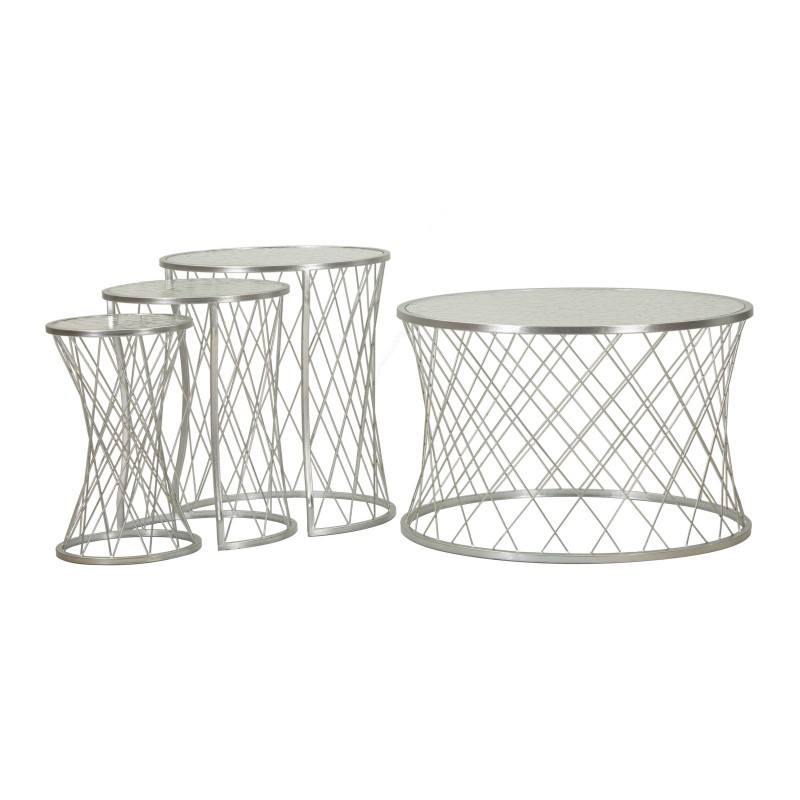 Mesa Noah Silver – Sofisticado brillo. Juego de 4 piezas Ø70x45 - 47x54,5 - 36x50 - 28x45 cm