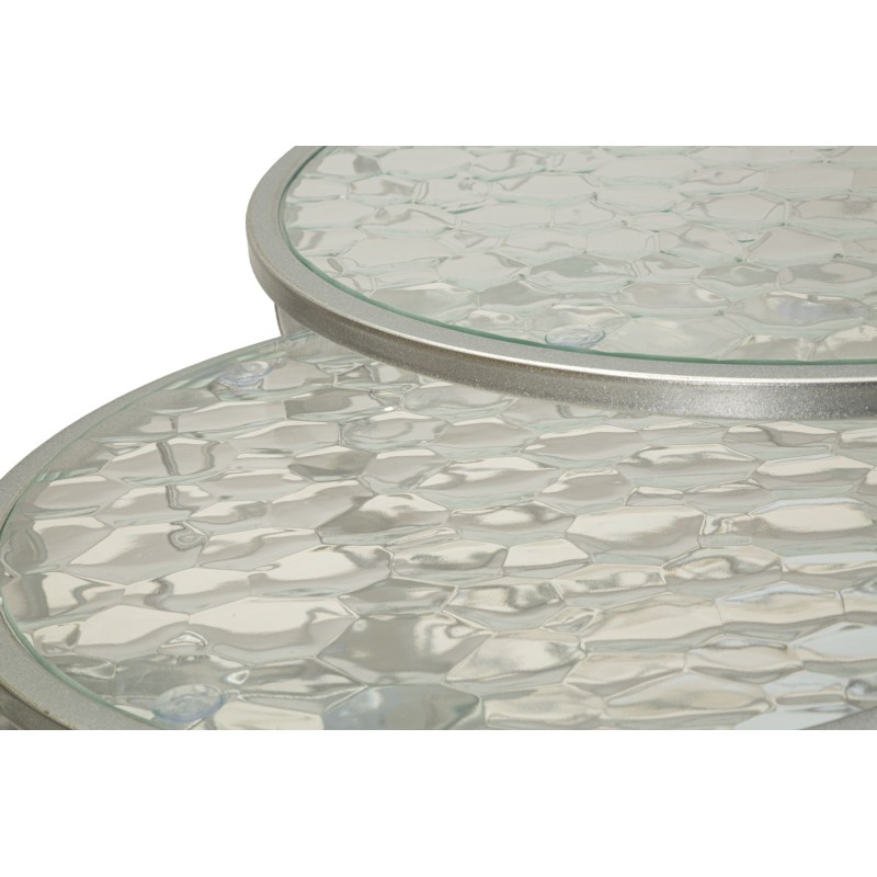 Mesa Noah Silver – Sofisticado brillo. Juego de 4 piezas Ø70x45 - 47x54,5 - 36x50 - 28x45 cm