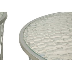 Mesa Noah Silver – Sofisticado brillo. Juego de 4 piezas Ø70x45 - 47x54,5 - 36x50 - 28x45 cm