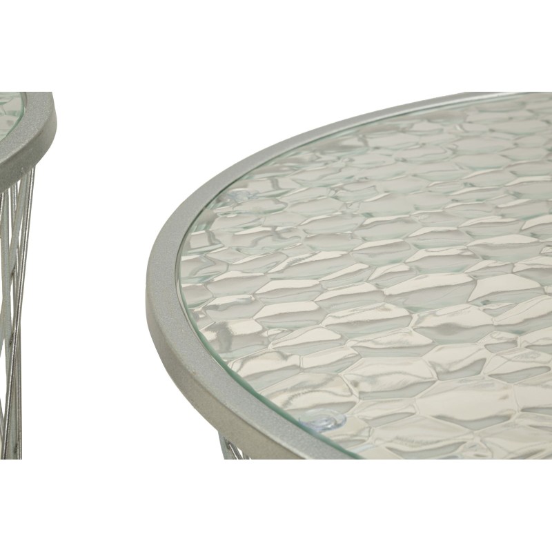 Mesa Noah Silver – Sofisticado brillo. Juego de 4 piezas Ø70x45 - 47x54,5 - 36x50 - 28x45 cm