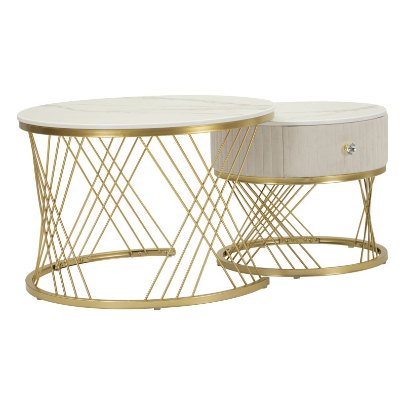 Mesas de centro Votix – Diseño simétrico Ø70x48 - 50x43,5 cm