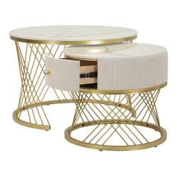 Mesas de centro Votix – Diseño simétrico Ø70x48 - 50x43,5 cm